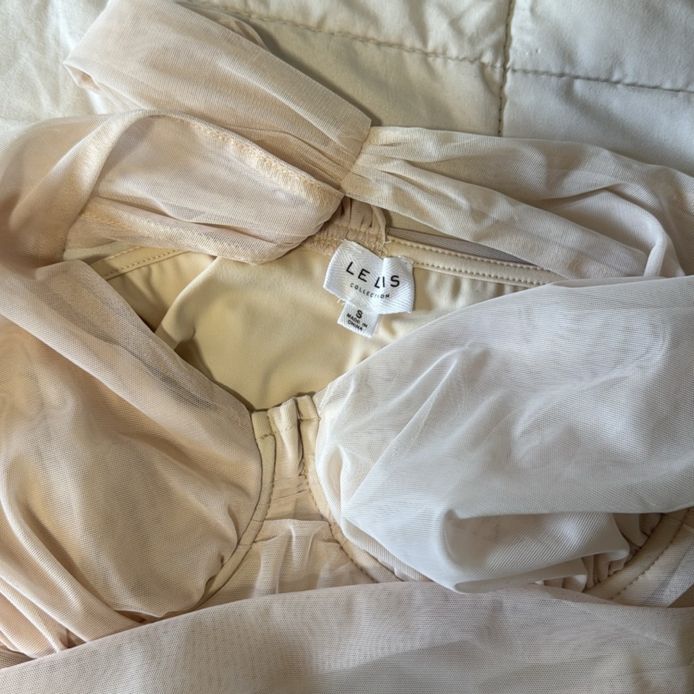 Nude Mesh Ruched Bodysuit - Picture 5 of 6